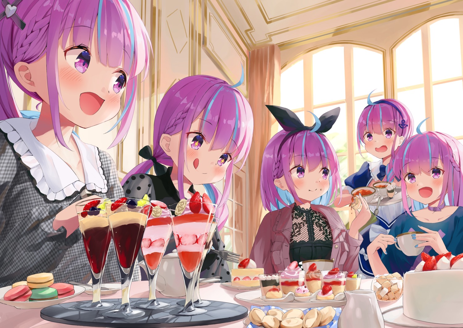 fishnets, hololive, maccya, maid, minato_aqua