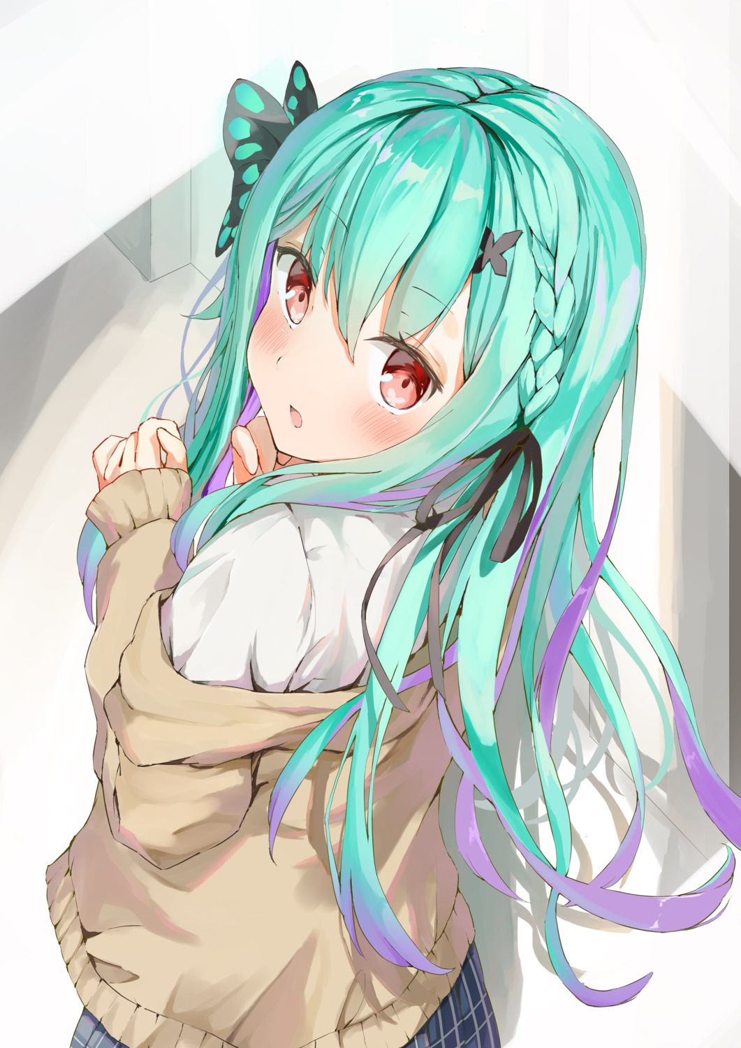 hololive, maccya, seifuku, sweater, uruha_rushia