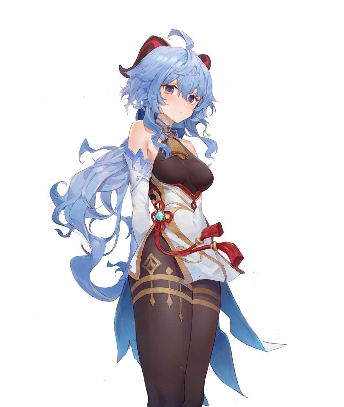 asian_clothes, ganyu, genshin_impact, horns, qingshu