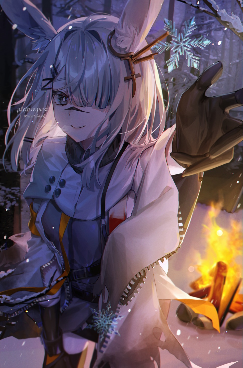 animal_ears, arknights, bunny_ears, frostnova_(arknights), minttchocok