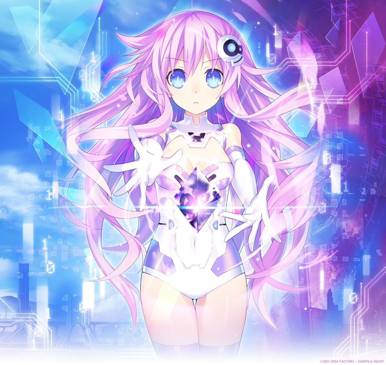 choujigen_game_neptune, leotard, nepgear, no_bra, purple_sister, thighhighs