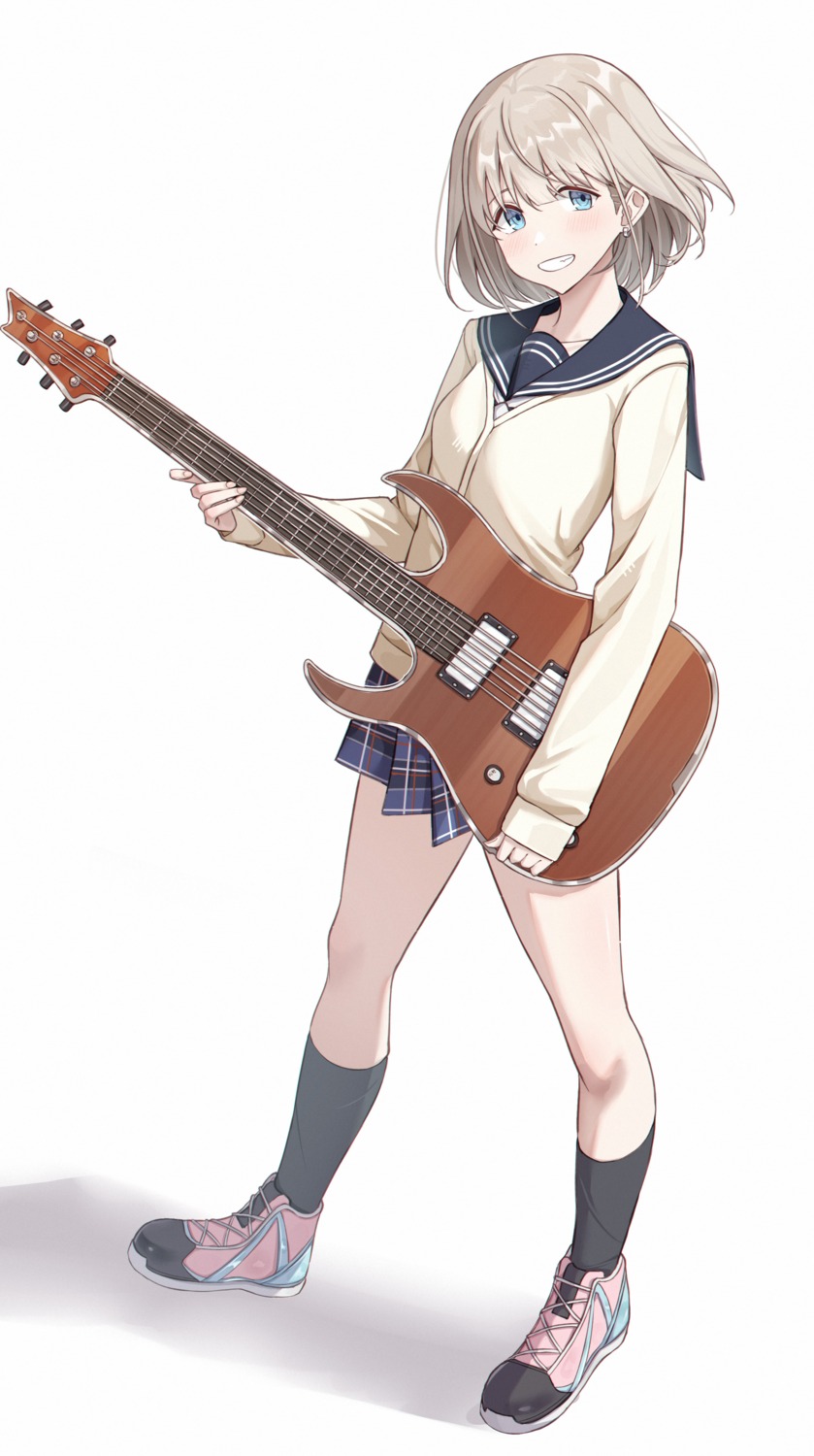 guitar, seifuku, sweater, tamago_(eva1314056)