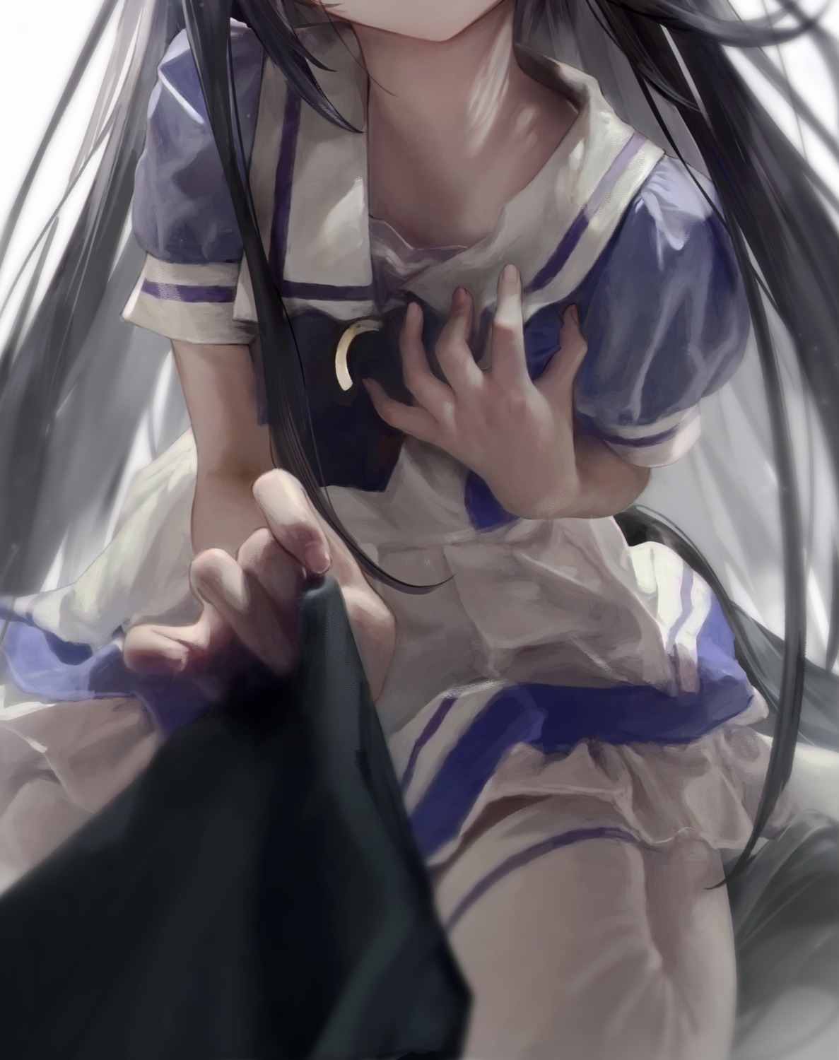 breast_hold, kanechi, manhattan_cafe_(umamusume), seifuku, thighhighs, uma_musume_pretty_derby
