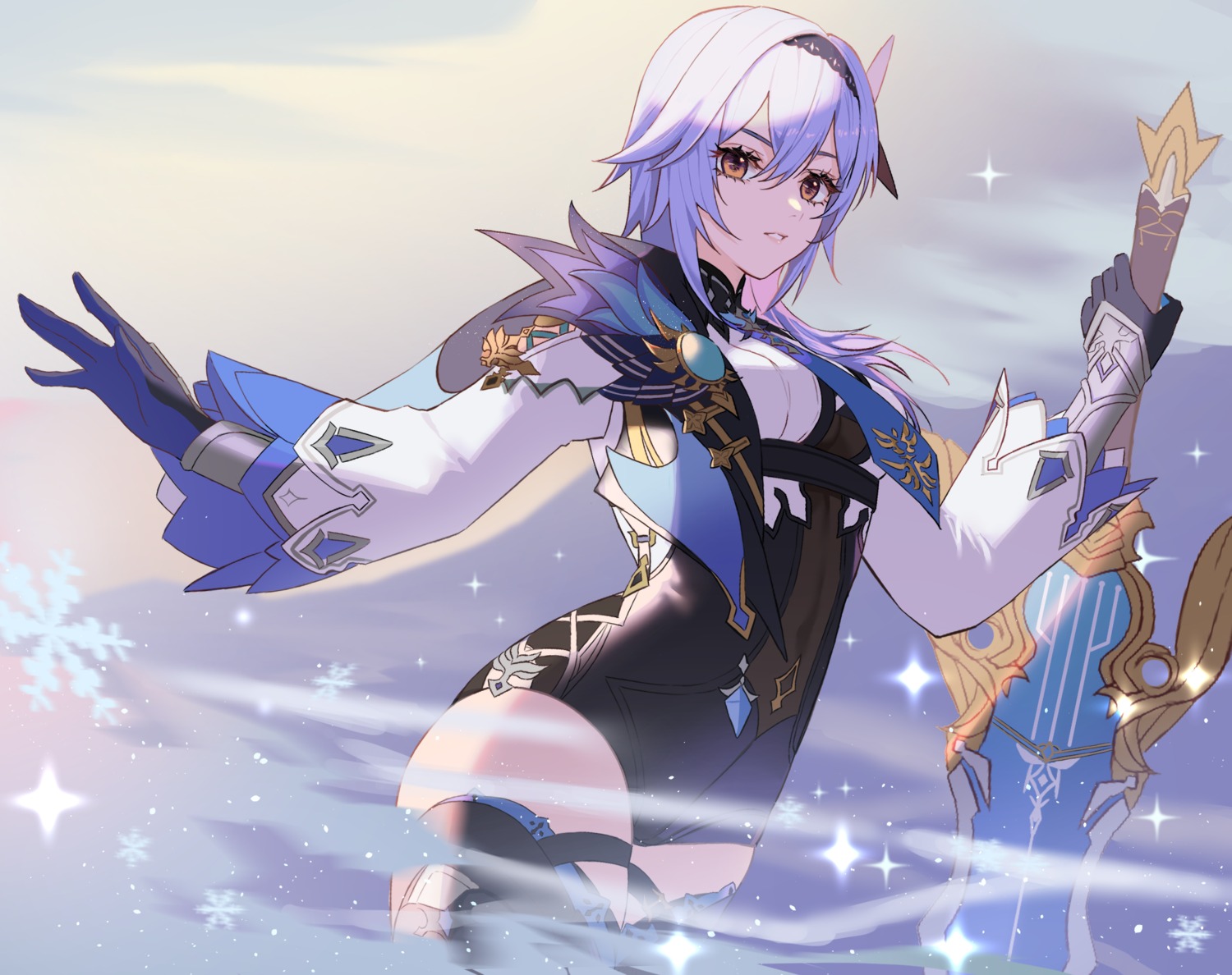 eula, garter, genshin_impact, kuwahara_taiki, sword, thighhighs