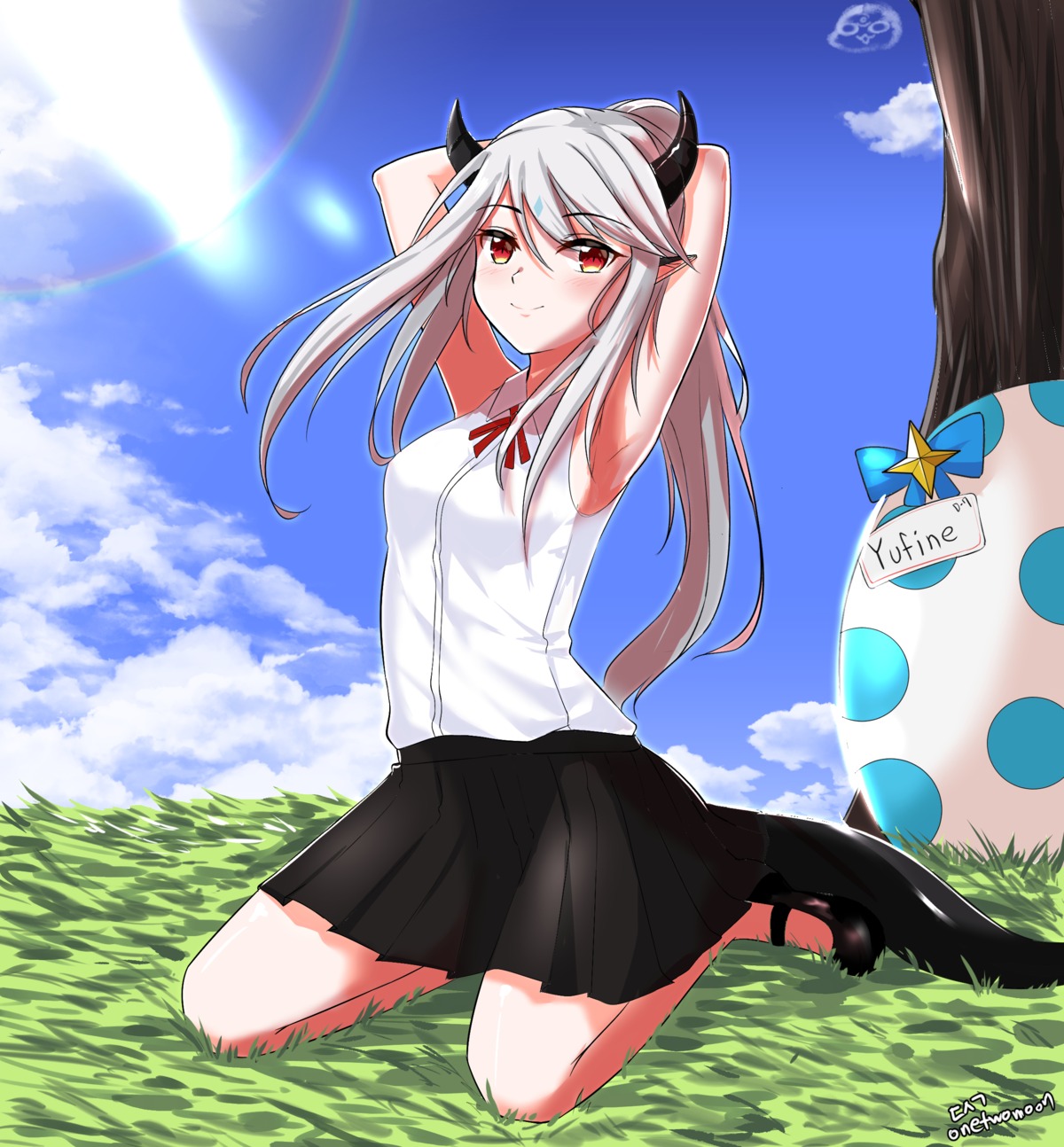 epic7, horns, pointy_ears, tail, twomoon, yufine_(epic7)