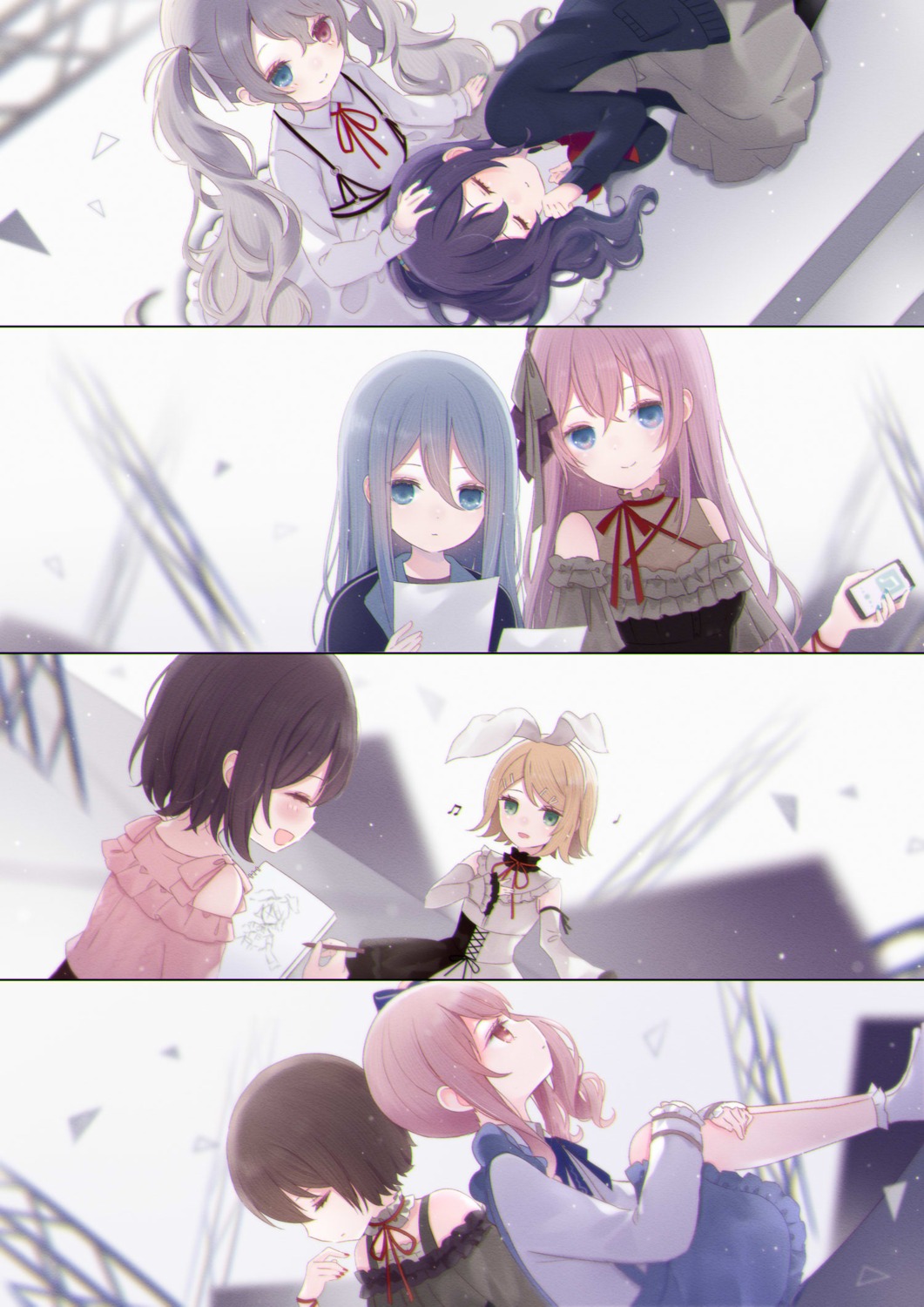 heterochromia, sionoe, skirt_lift, sweater