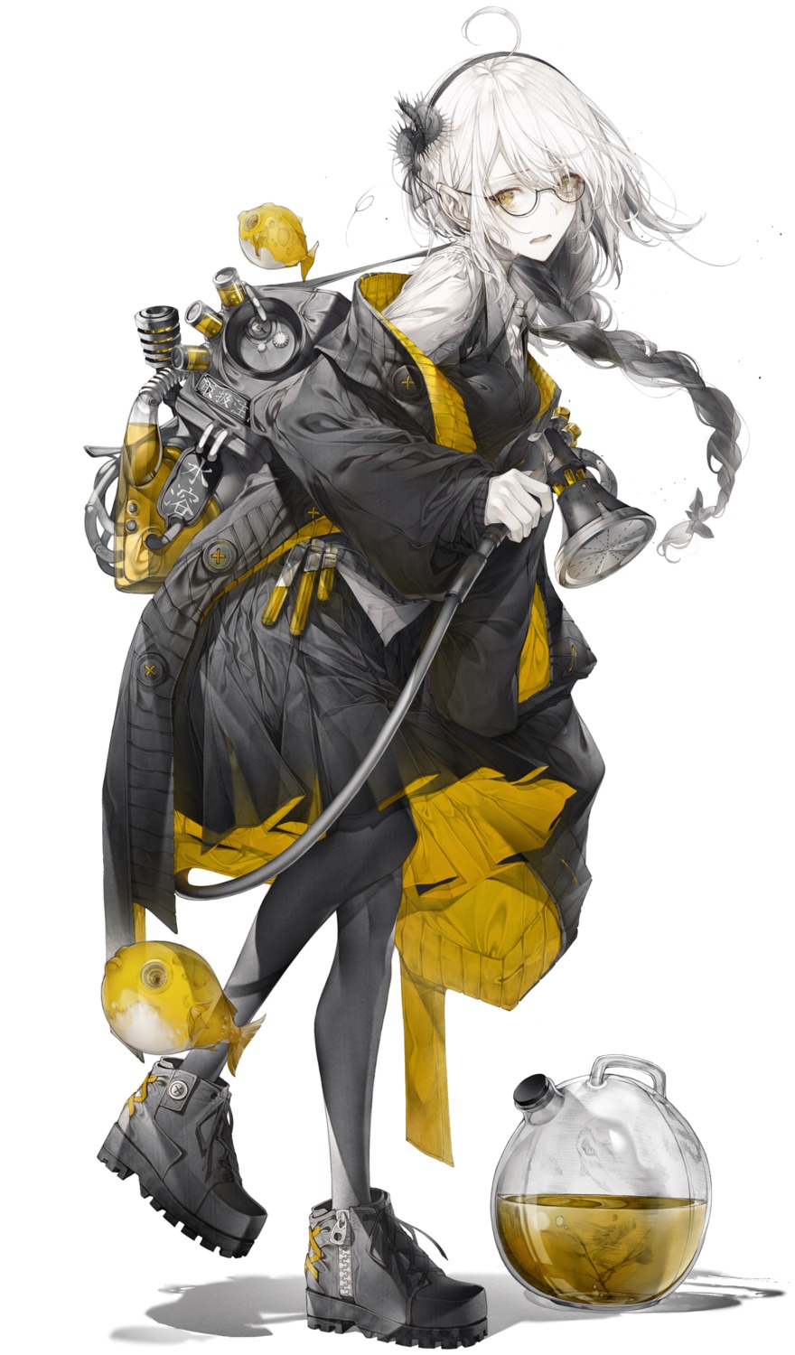 hito_komoru, megane, pantyhose, pointy_ears, see_through, seifuku