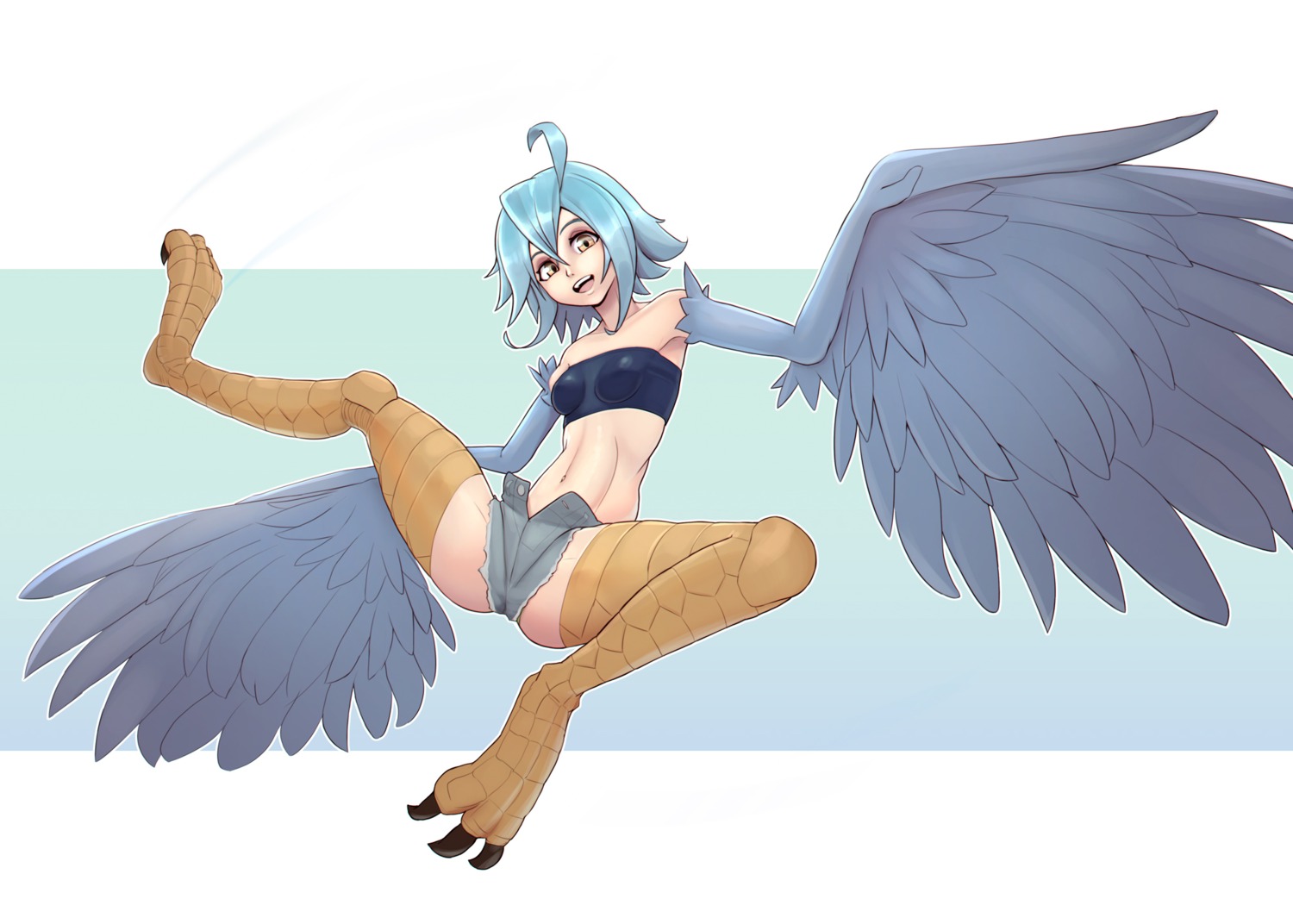 monster_girl, monster_musume_no_iru_nichijou, no_bra, papi, wings, yorzis