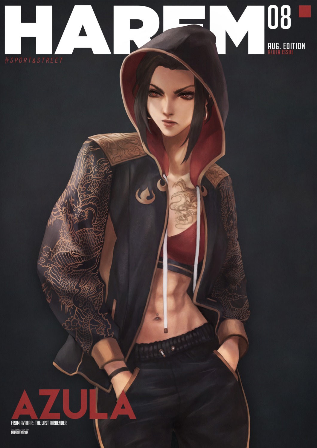 avatar_the_last_airbender, azula_(avatar), bra, monori_rogue, open_shirt, tattoo