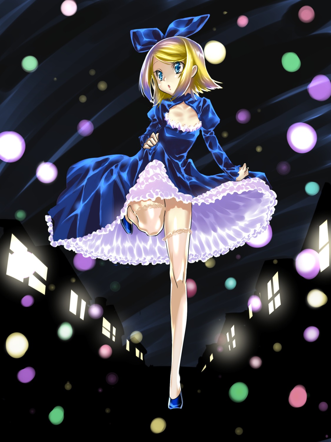 dress, kagamine_rin, maetaku, thighhighs, vocaloid