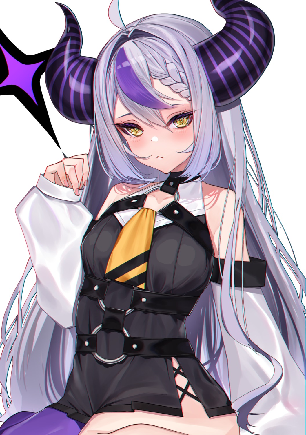 dress, hololive, horns, la+_darknesss, lamium_(artist), pointy_ears