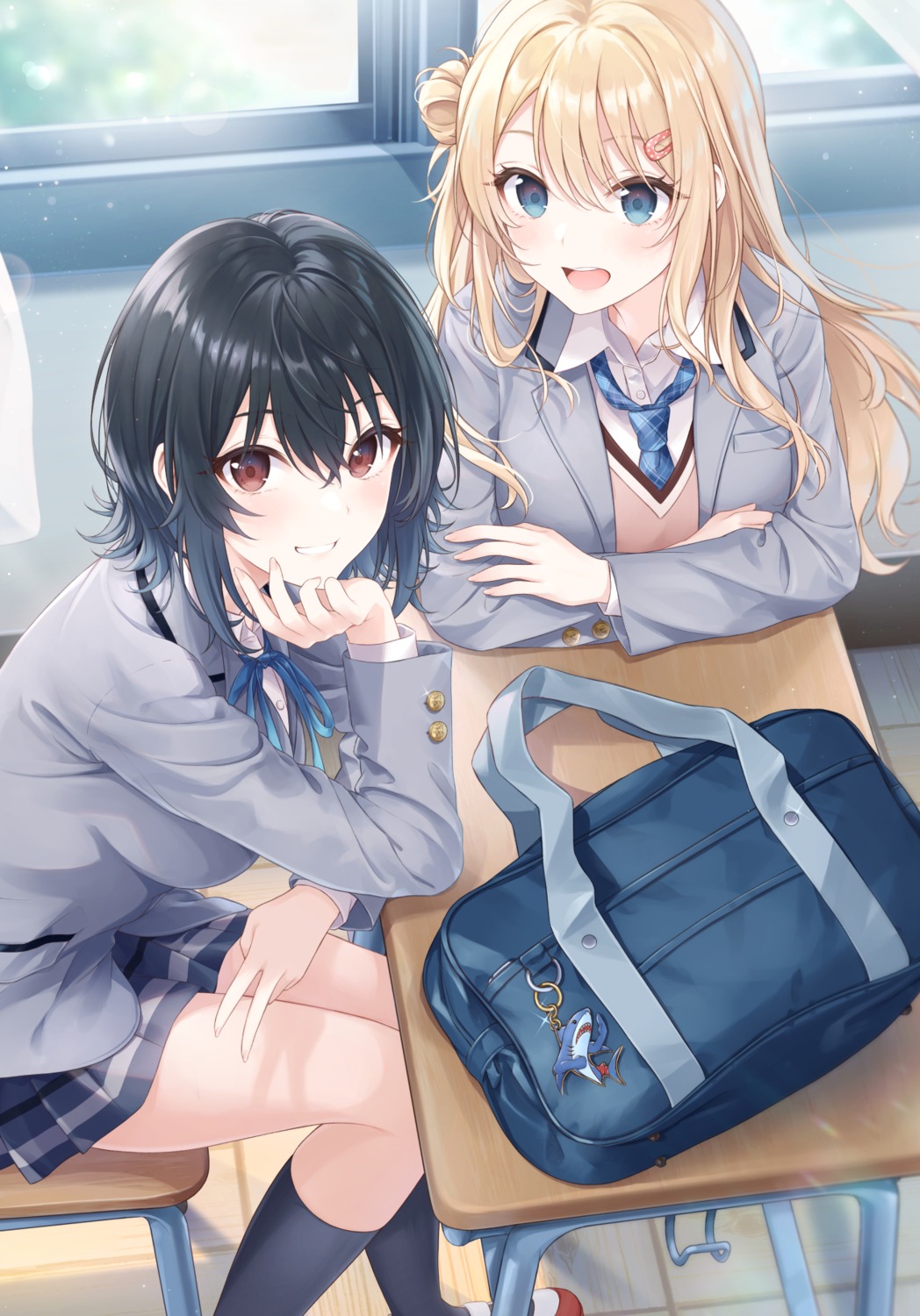 amami_yuu, asanagi_umi, class_de_2-banme_ni_kawaii_onnanoko_to_tomodachi_ni_natta, osabe_tom, seifuku, sweater