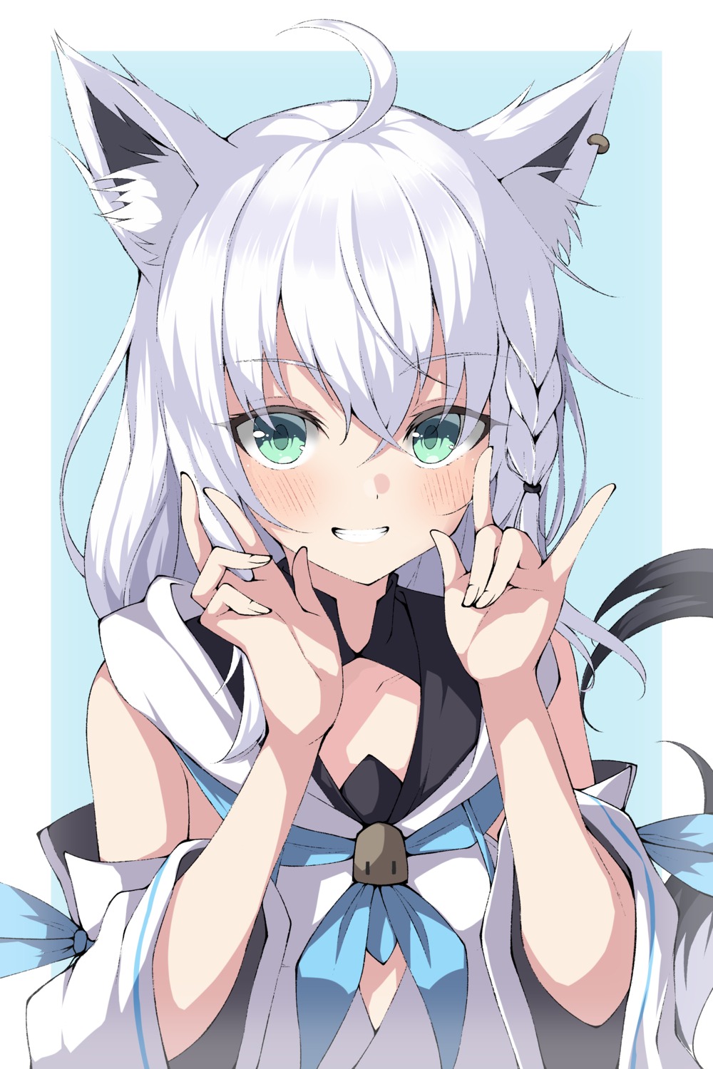 absent, animal_ears, hololive, hololive_gamers, kitsune, shirakami_fubuki, tail