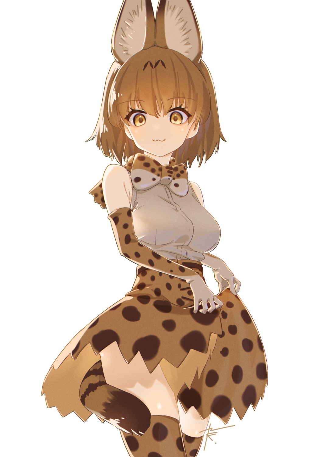 910m27r, animal_ears, kemono_friends, serval, skirt_lift, tail, thighhighs