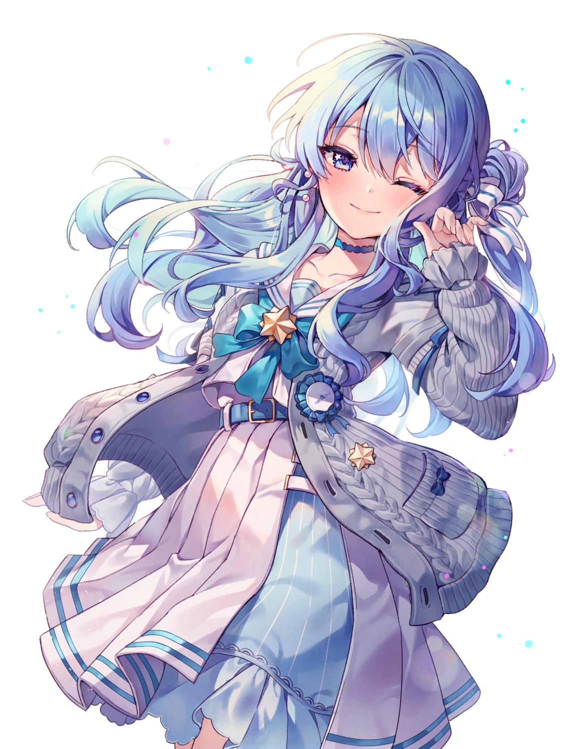 hololive, hoshimachi_suisei, pongu, seifuku, sweater