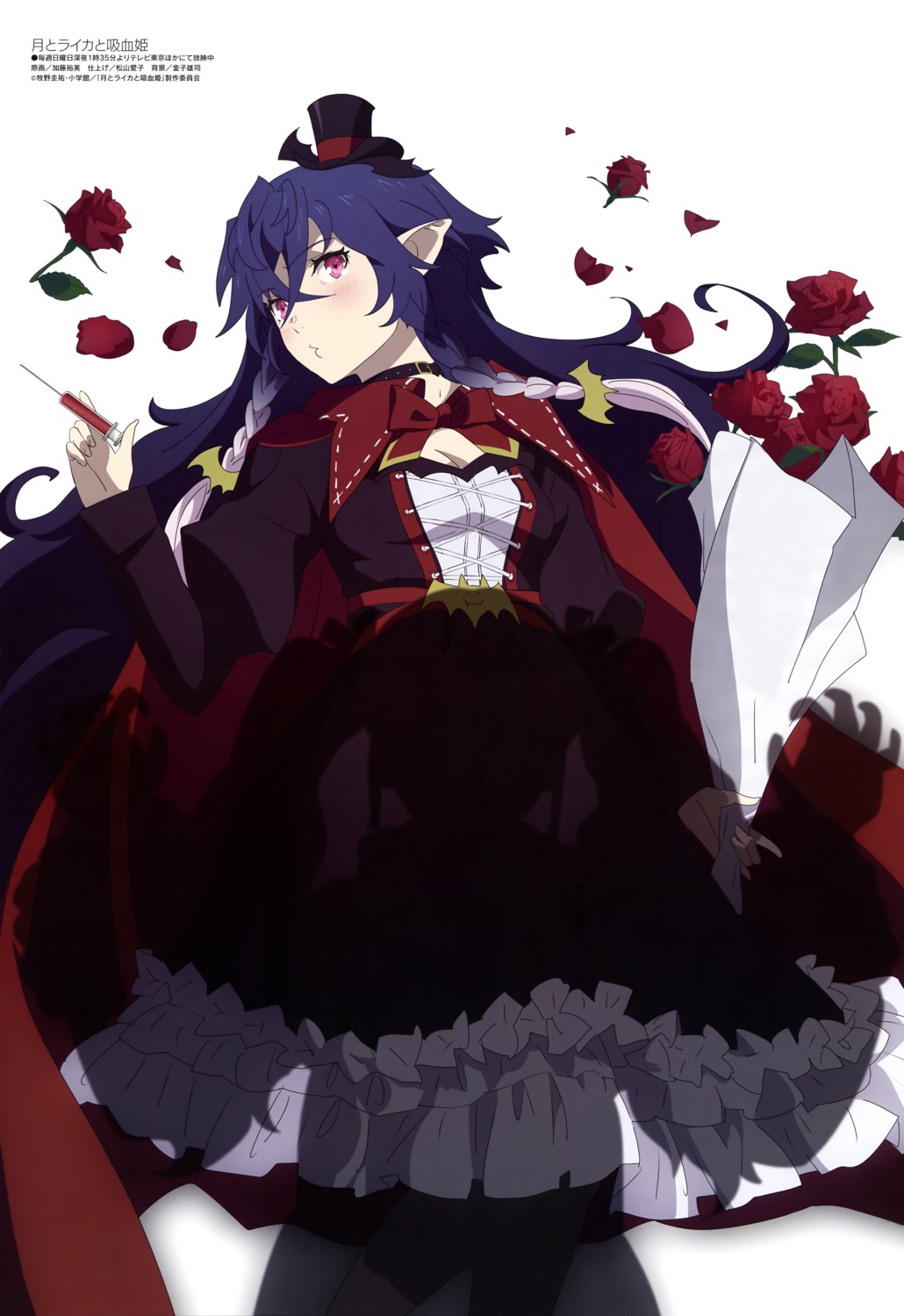 cleavage, gothic_lolita, irina_ruminescu, katou_hiromi, lolita_fashion, pantyhose, pointy_ears, tsuki_to_laika_to_nosferatu