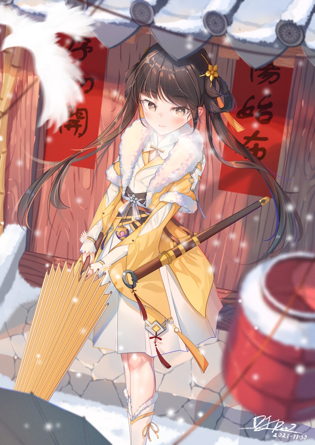 japanese_clothes, okawa2000, sword, umbrella