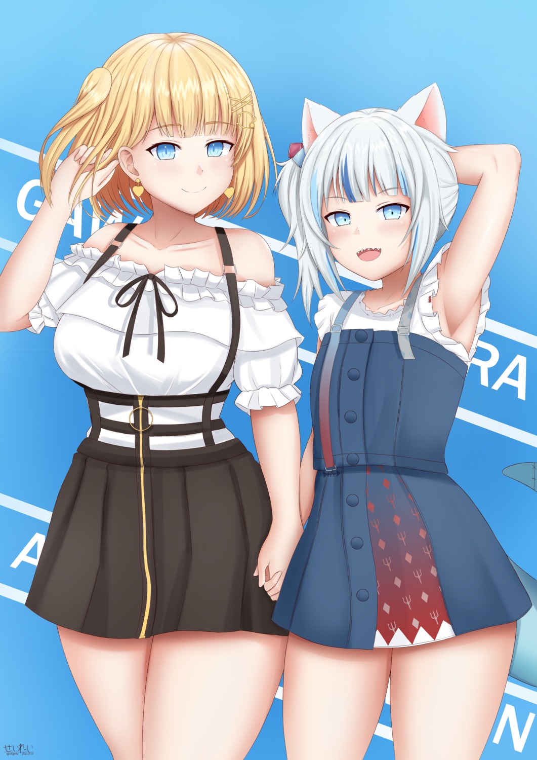 animal_ears, gawr_gura, hololive, hololive_english, nekomimi, spiritsprite, tail, watson_amelia