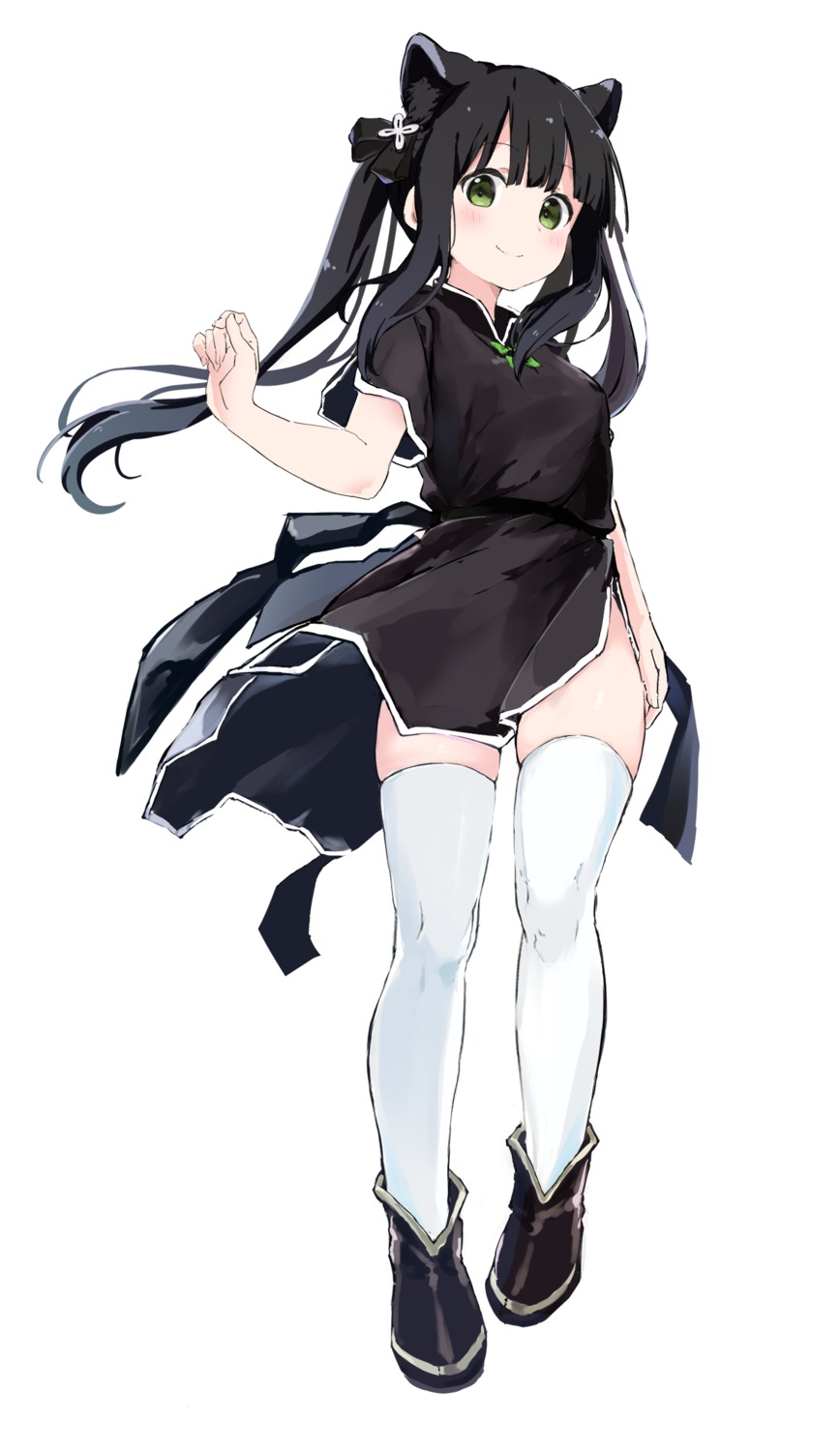 animal_ears, asian_clothes, blue_archive, rauto, skirt_lift, sunohara_shun, thighhighs