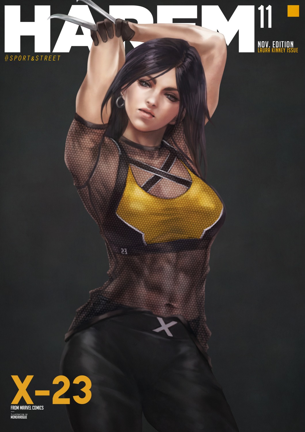 bodysuit, fishnets, marvel, monori_rogue, weapon, x-23, x-men