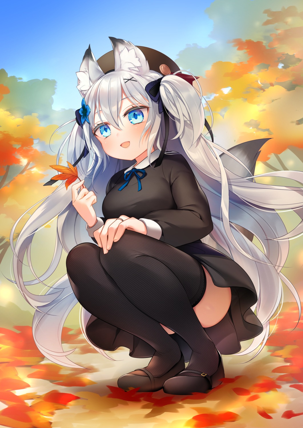 animal_ears, mg_kurino, skirt_lift, tail, thighhighs