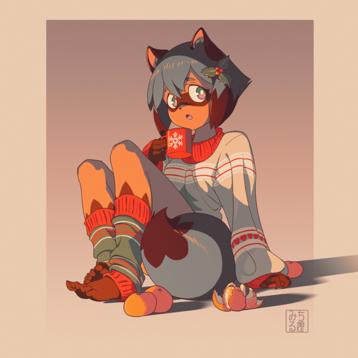 animal_ears, brand_new_animal, christmas, enigma, kagemori_michiru, monster_girl, sweater, tail