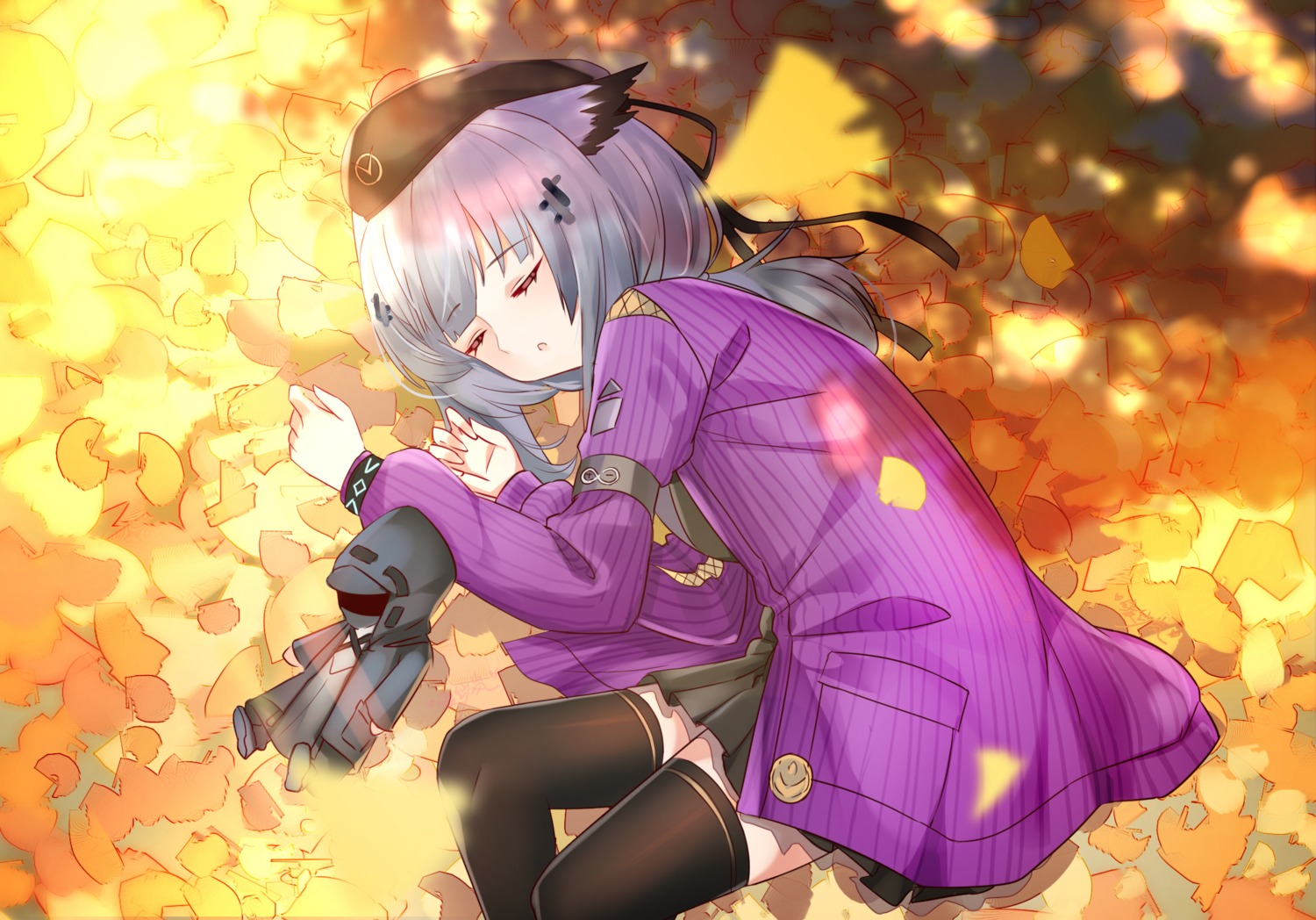 animal_ears, arknights, lanelise, ptilopsis_(arknights), sweater, thighhighs