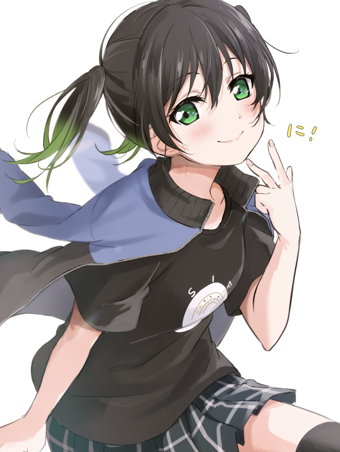 chimaki_(fuyuu310), gym_uniform, love_live!_(series), love_live!_nijigasaki_gakuen_school_idol_doukoukai, seifuku, skirt_lift, takasaki_yuu, thighhighs