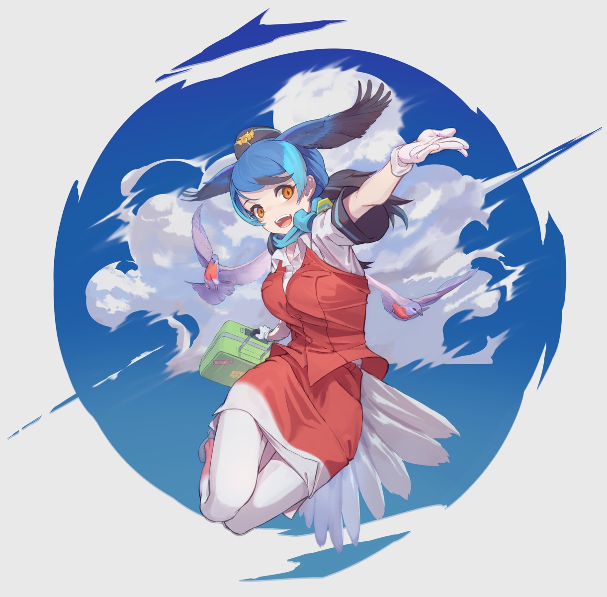 don3, kemono_friends, pantyhose, passenger_pigeon, tail, uniform, wings