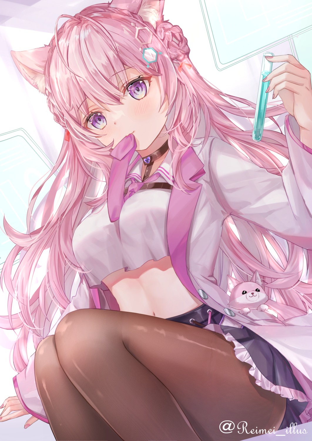 animal_ears, hakui_koyori, hololive, kebaboishii, pantyhose, skirt_lift