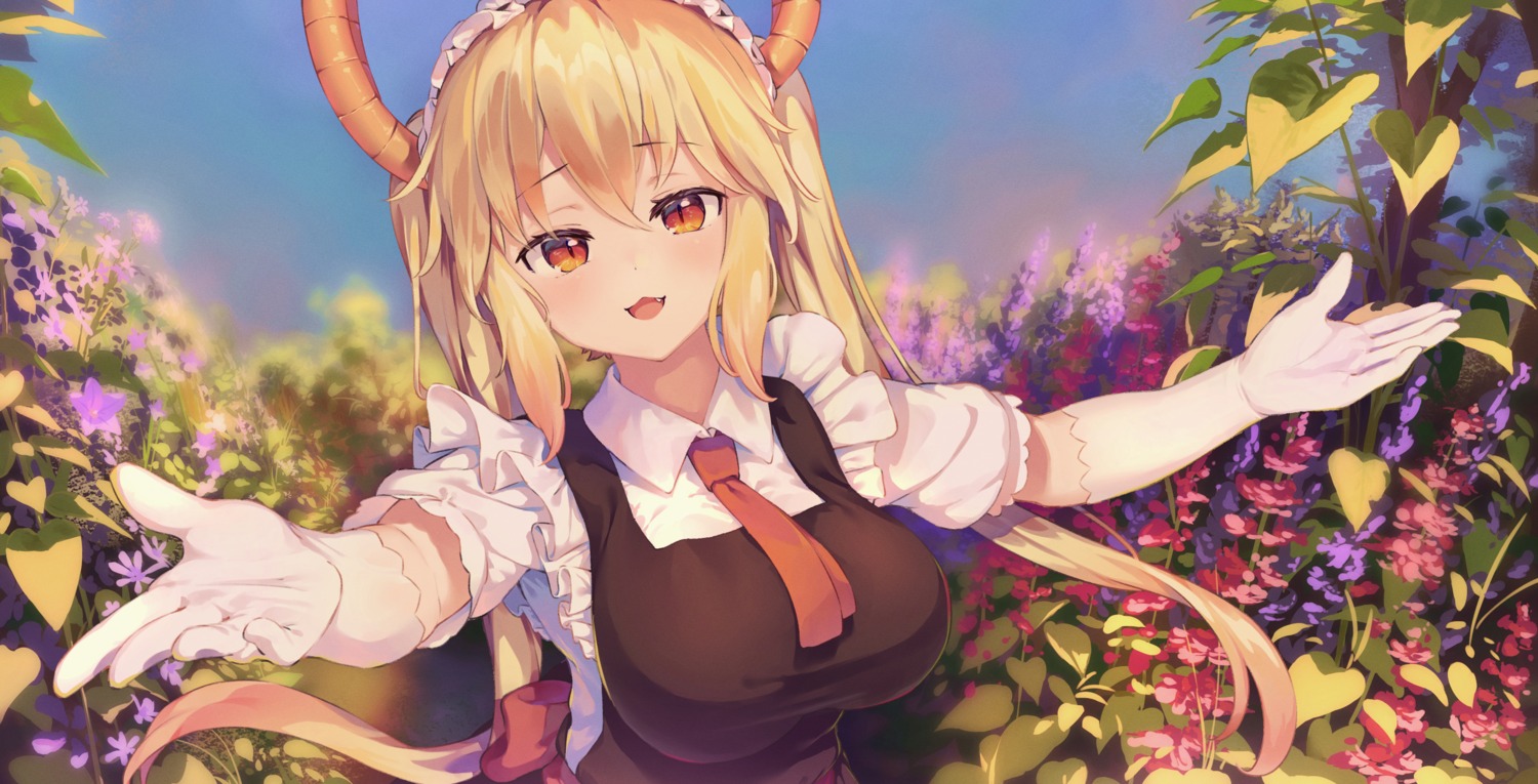 horns, jiyasu, kobayashi-san_chi_no_maidragon, maid, tooru_(maidragon)