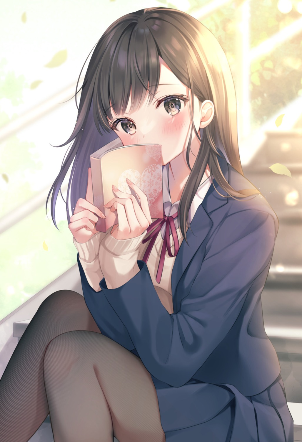 pantyhose, seifuku, shiraishi_haruhi, skirt_lift, sweater, yugirl