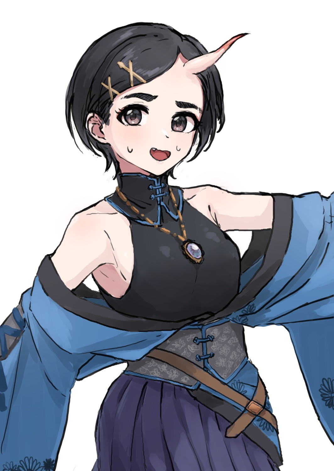 asian_clothes, horns, matsuo_chizuru, monster_girl, sketch, the_idolm@ster, the_idolm@ster_cinderella_girls, ushimochi