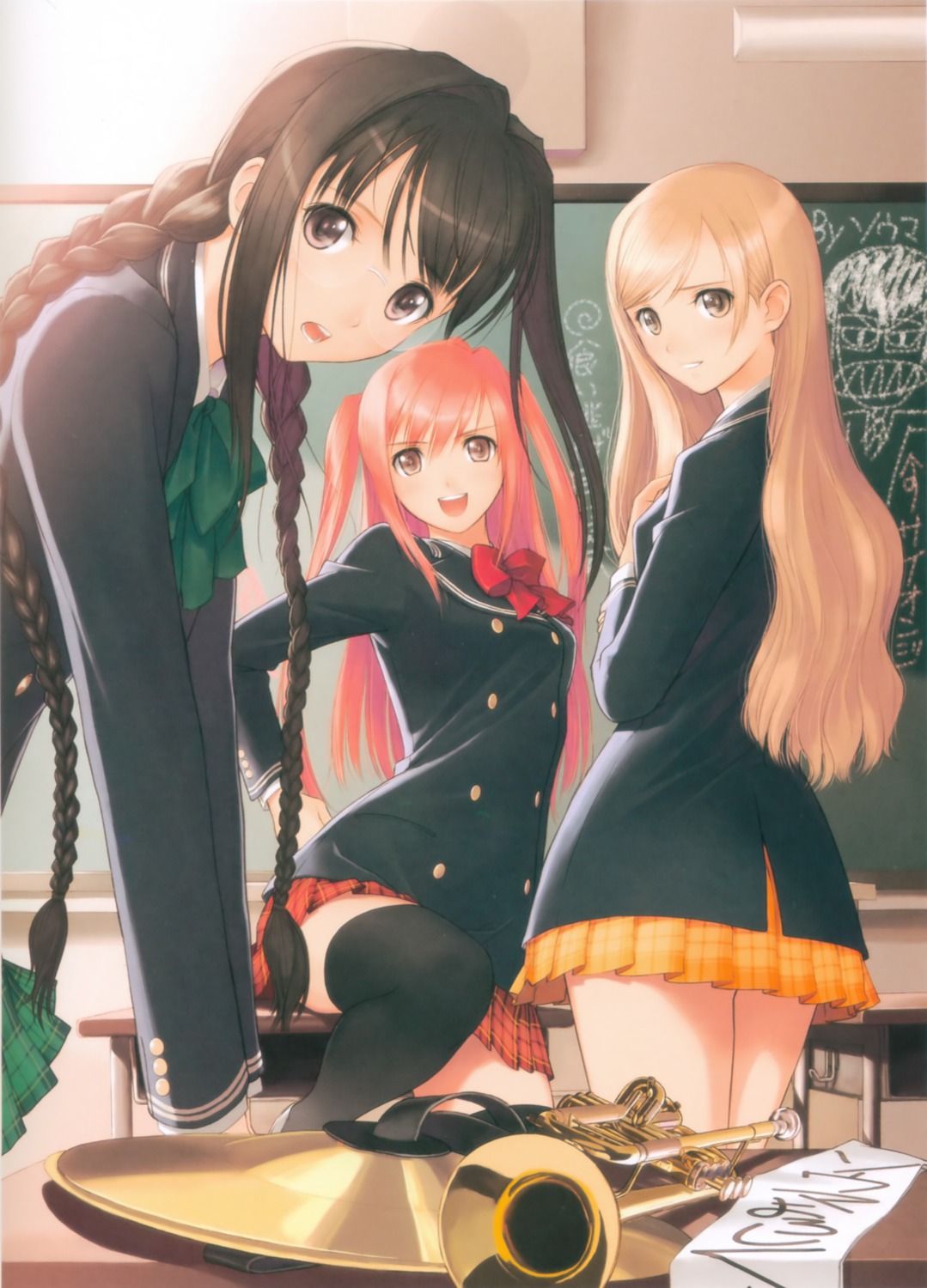 hiruda_reia, kanon_seena, kureha_touka, seifuku, shining_tears, shining_wind, shining_world, thighhighs