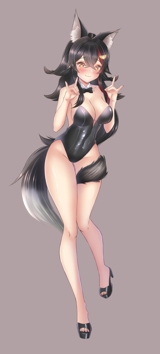 animal_ears, bunny_girl, garter, heels, hololive, hololive_gamers, maru.selinn, ookami_mio