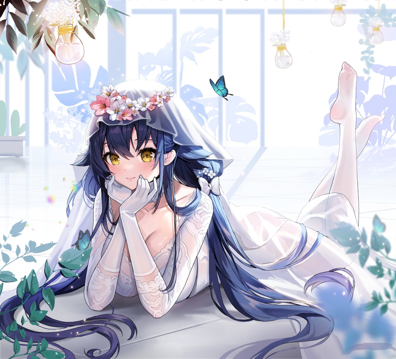 azuma_(azur_lane), azur_lane, dress, feet, hyoin, no_bra, see_through, wedding_dress