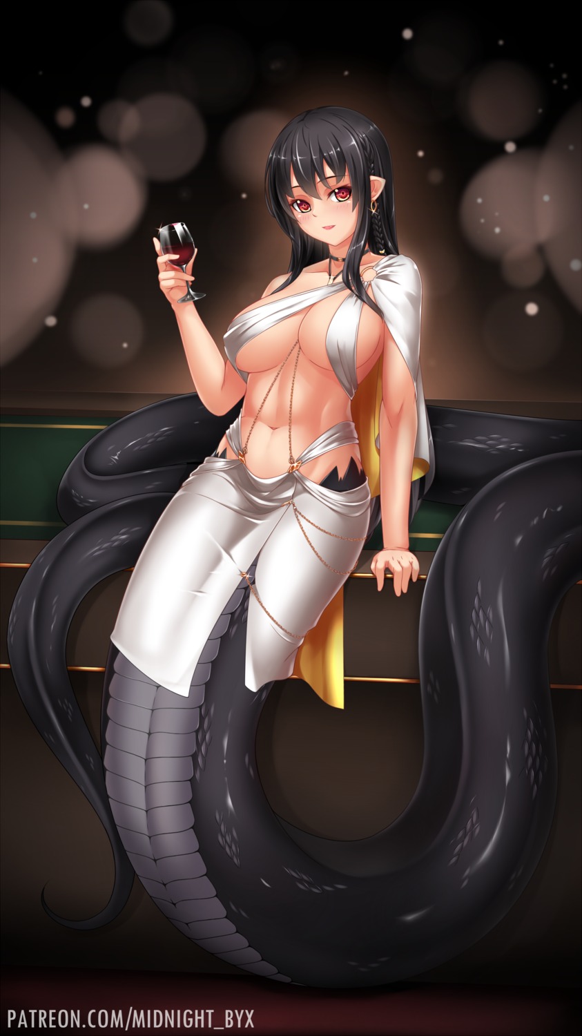 midnight, monster_girl, no_bra, pointy_ears, tail