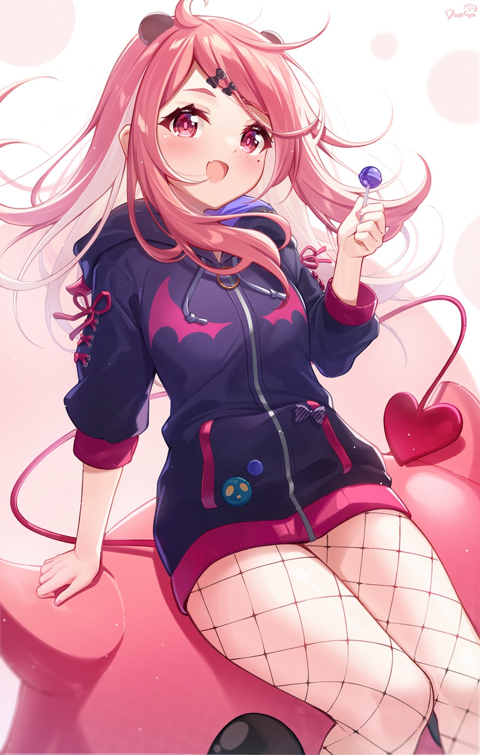 animal_ears, dango_remi, fishnets, nijisanji, nijisanji_gamers, pantyhose, sasaki_saku, tail