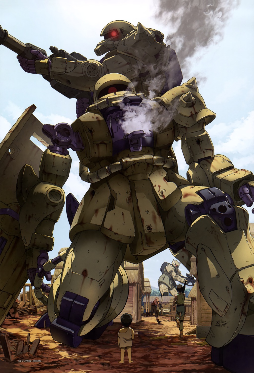 gun, gundam, mecha, ms-06_zaku_ii, tagme, the_08th_ms_team