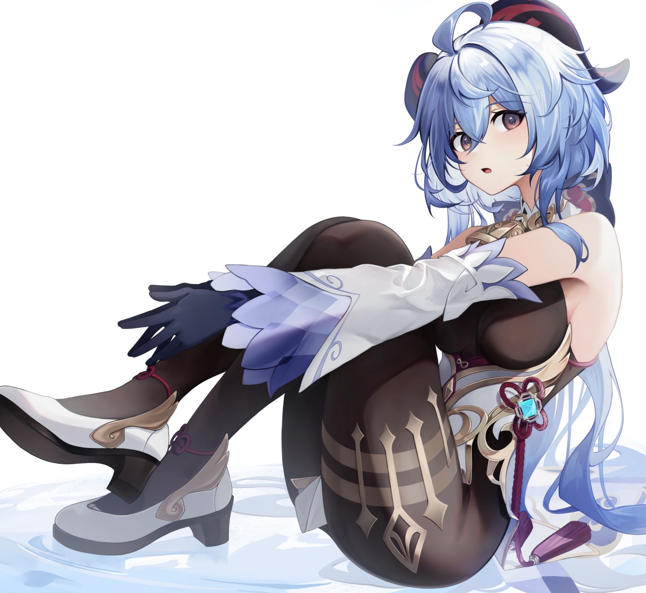 amanai_daisy, asian_clothes, bodysuit, ganyu, genshin_impact, heels, horns