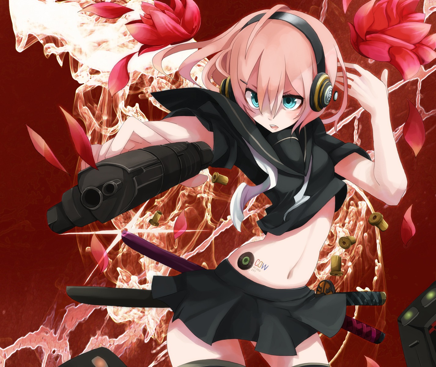 gun, headphones, takagi_(tansuke), tansuke