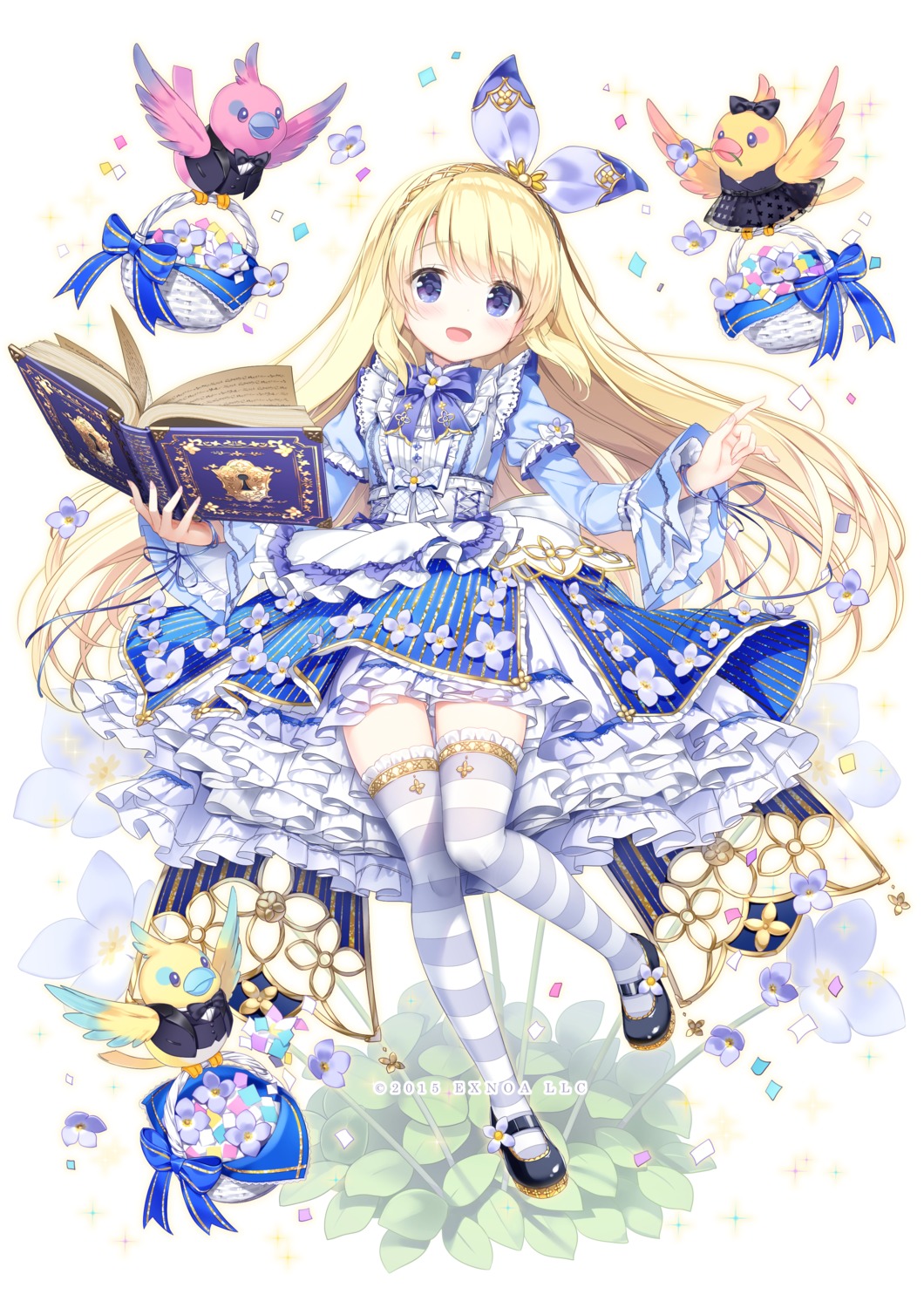 dress, flower_knight_girl, kimishima_ao, lolita_fashion, skirt_lift, thighhighs
