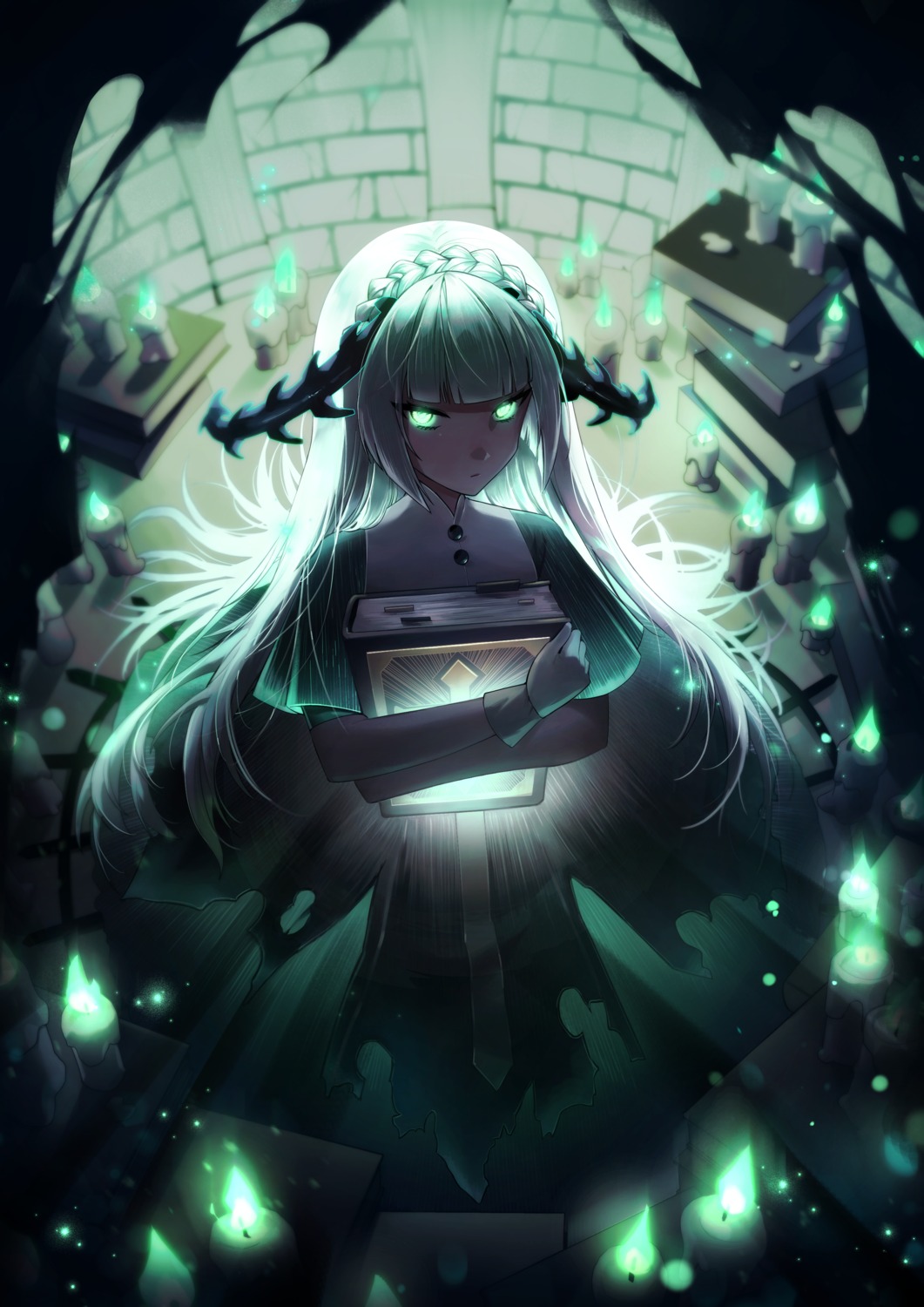 afk_arena, dress, gotdok, horns, isabella_(afk_arena), torn_clothes