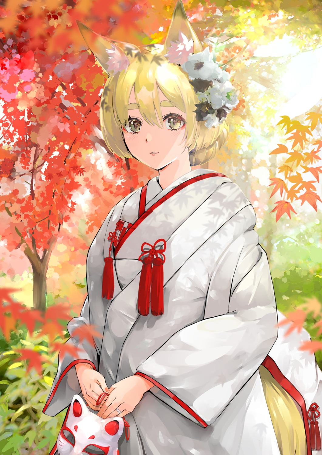 animal_ears, japanese_clothes, kitsune, kntrs_(knyrs), tail