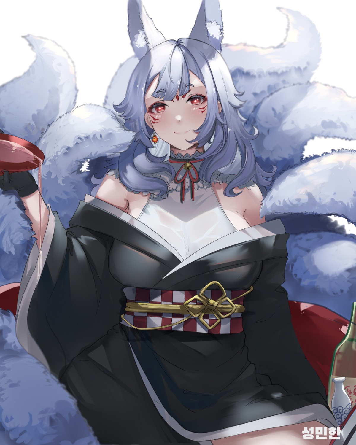 animal_ears, japanese_clothes, kitsune, kosaka_nina, nijisanji, nijisanji_en, sake, see_through, tagme, tail