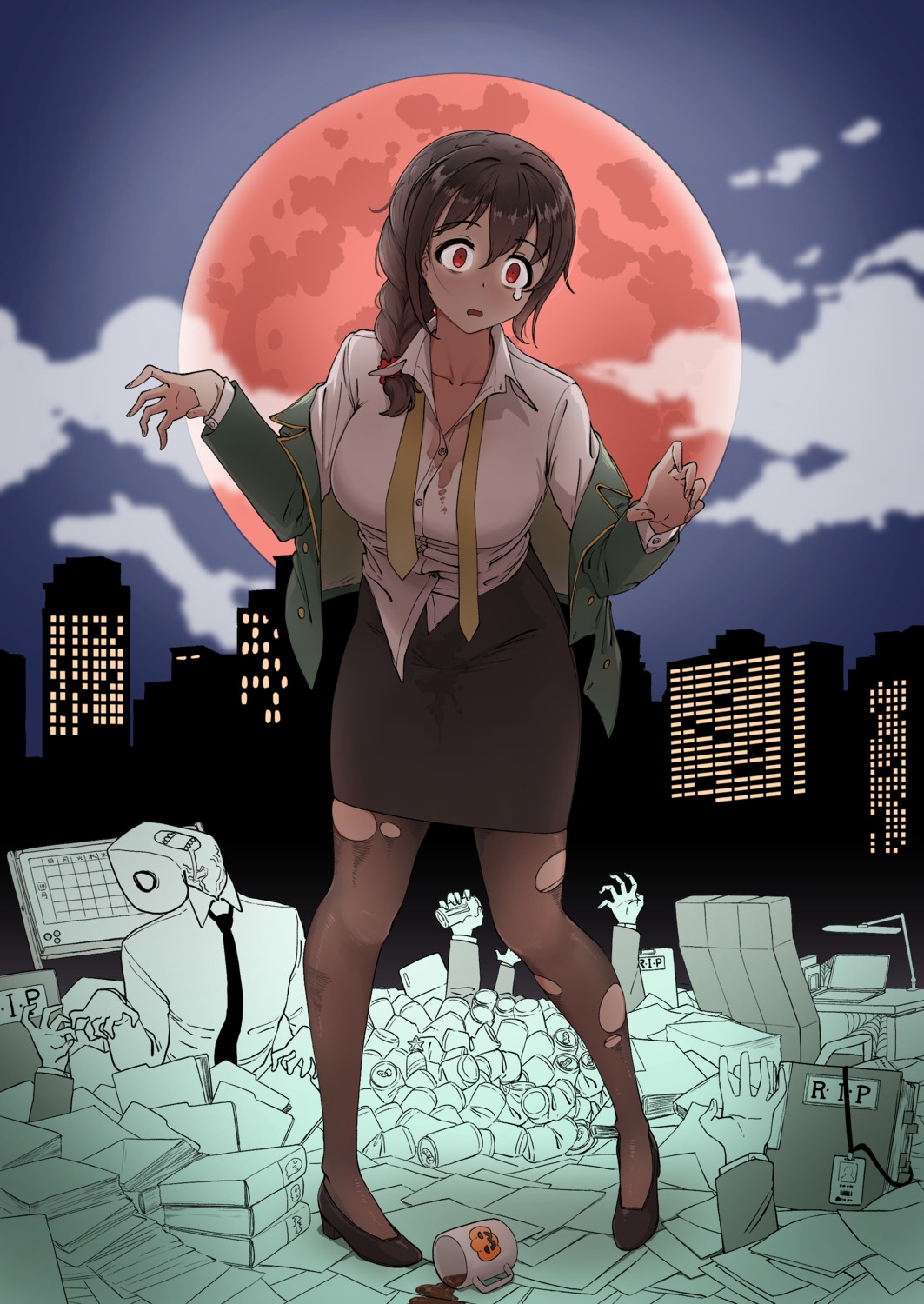 dress_shirt, heels, senkawa_chihiro, the_idolm@ster, the_idolm@ster_cinderella_girls, torn_clothes, ushimochi