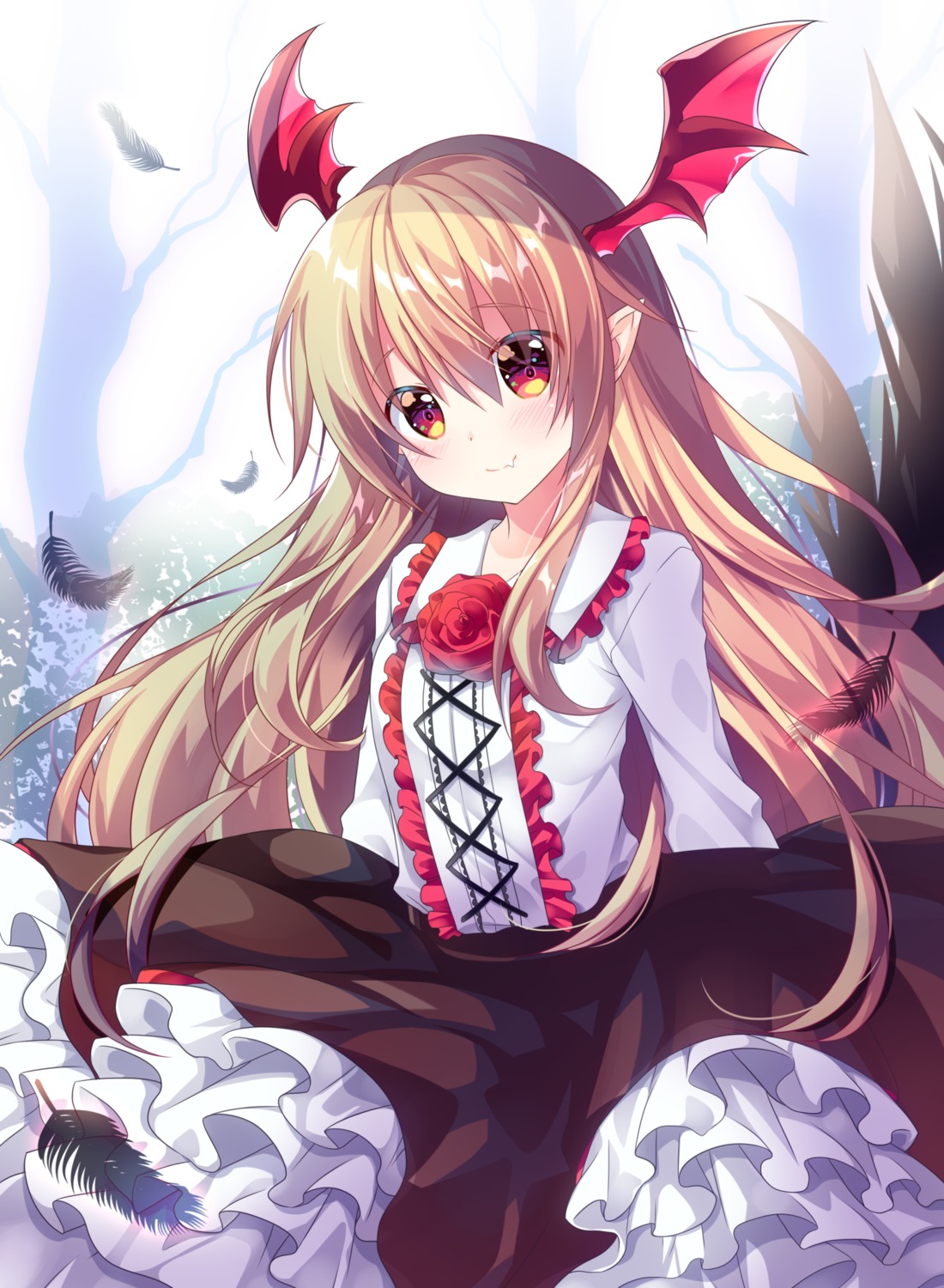 granblue_fantasy, komoda_robo, pointy_ears, shingeki_no_bahamut, skirt_lift, vampy_(shingeki_no_bahamut), wings