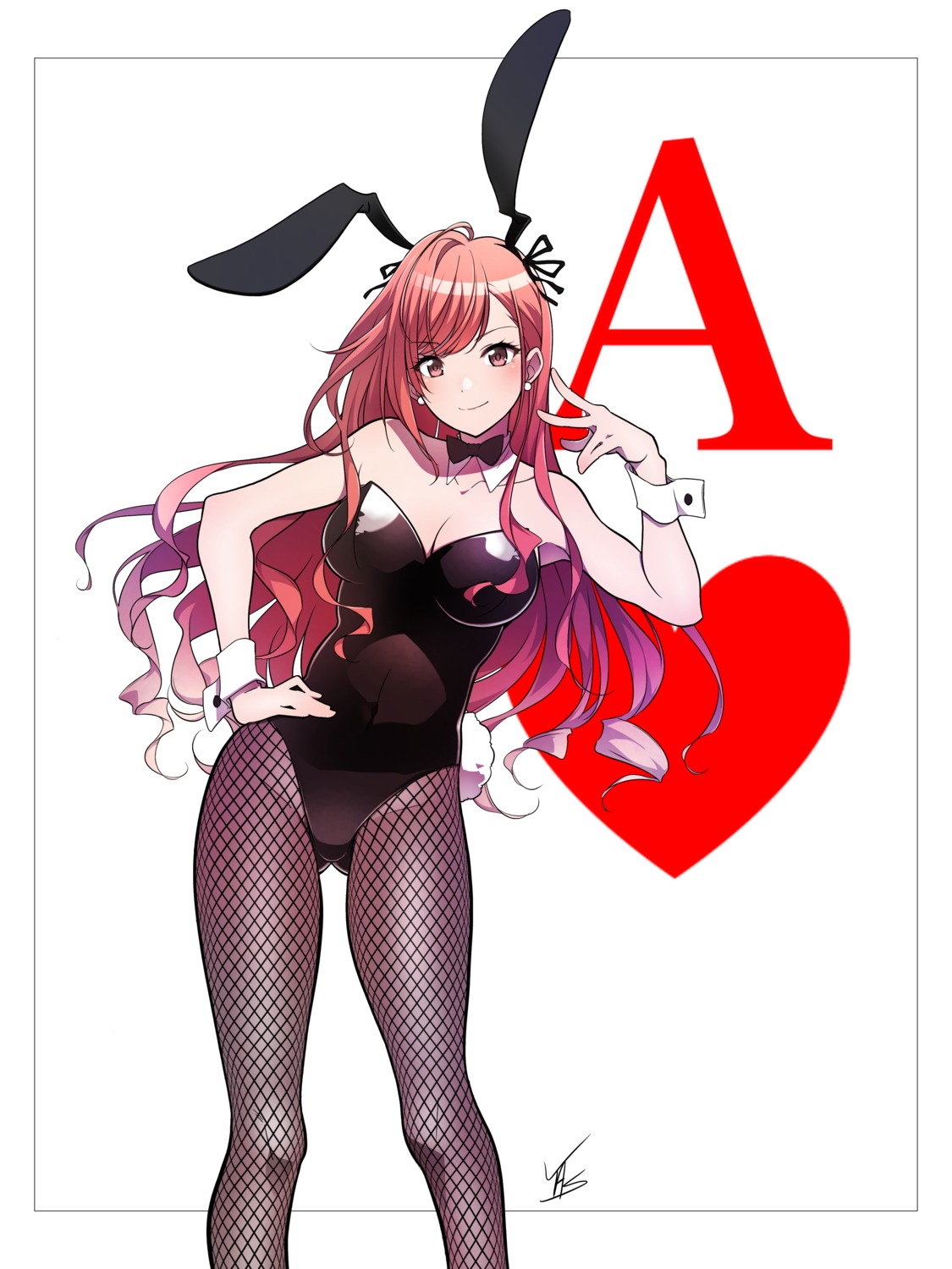 animal_ears, arisugawa_natsuha, bunny_ears, bunny_girl, fishnets, no_bra, pantyhose, tail, the_idolm@ster, the_idolm@ster_shiny_colors, yosiyasuyasu