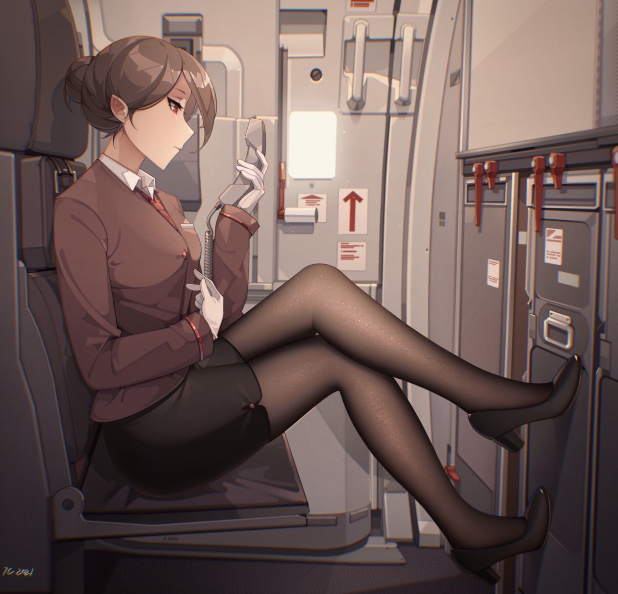 heels, pantyhose, senjouhara_nira, uniform