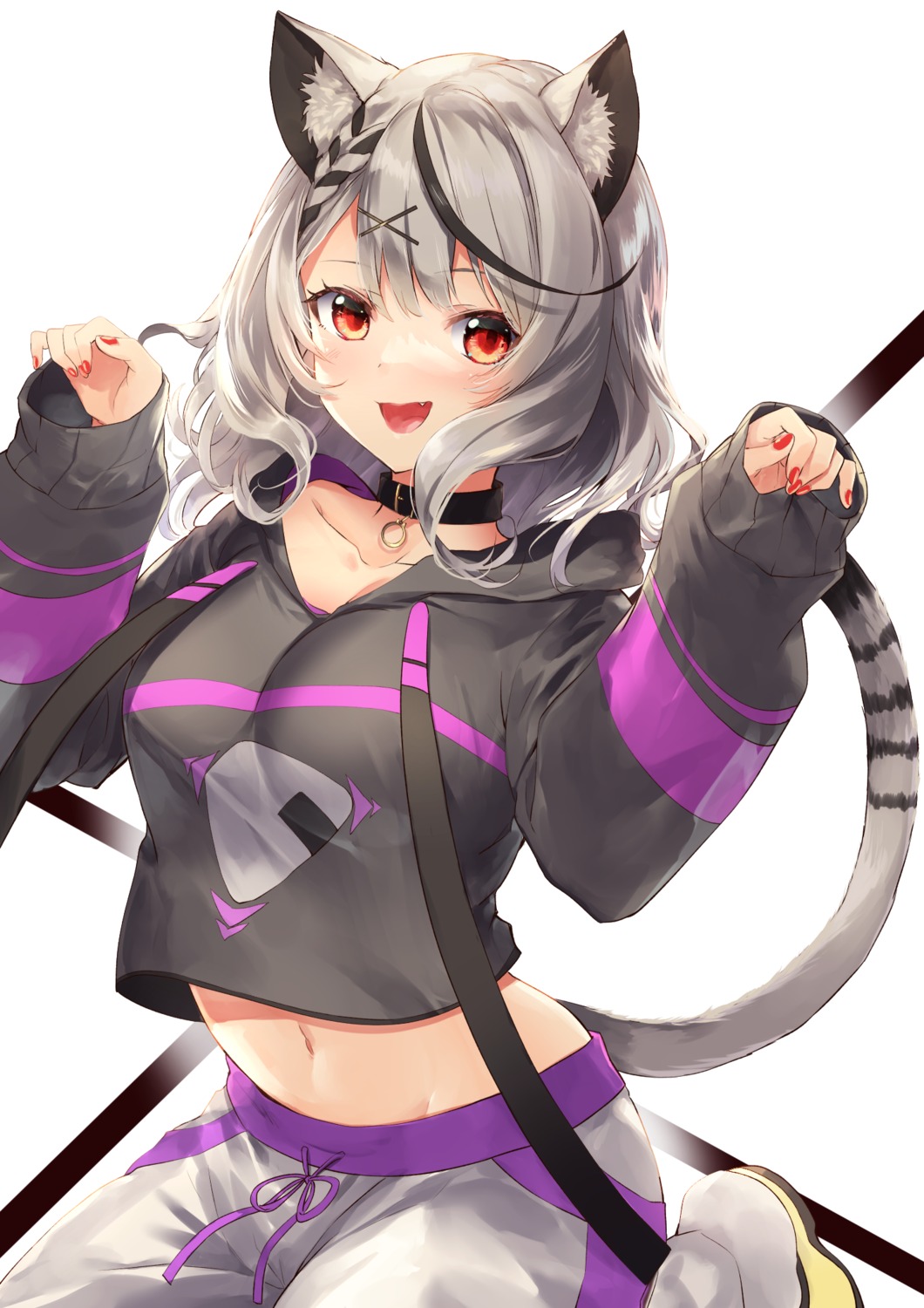 animal_ears, cosplay, hololive, kyougoku_touya, sakamata_chloe, tail